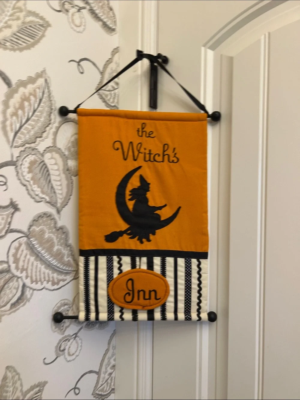 Orange & Black 'The Witch's Out' Halloween Wall Hanging